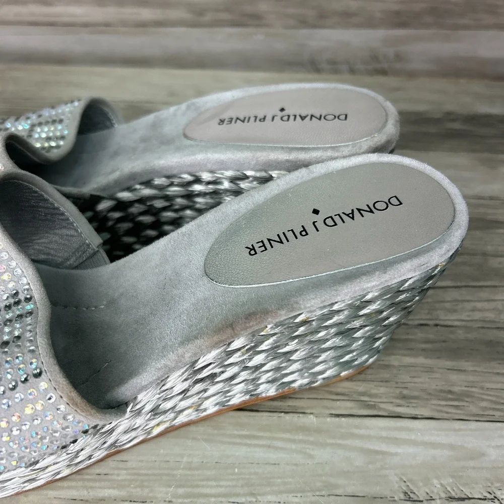 Donald J Pliner Frida SP Rhinestone Espadrille Wedge Slide Sandals 8M